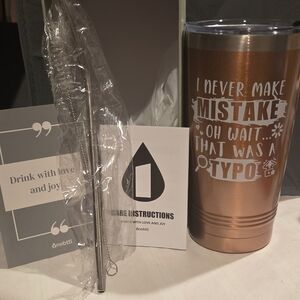 Copper Tumbler with Straw